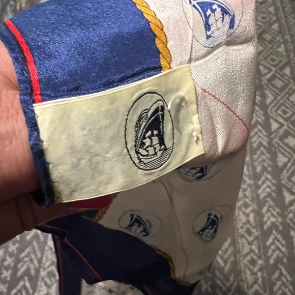 Holland America nautical 100% silk scarf Blue and White Patterned Scarf (D-308) - Picture 4 of 11